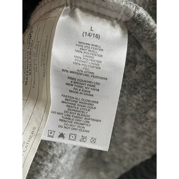 Free Country Jacket Sweater Fleece Hooded Full Zipper Gray Blue Large - Picture 10 of 10